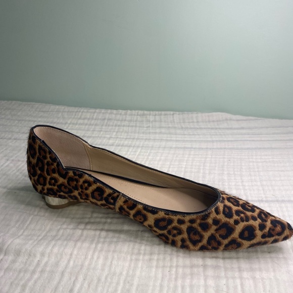 WHBM Calf Hair Leopard Print Pointy Toe Dressy Flats Size 8 - Picture 7 of 11